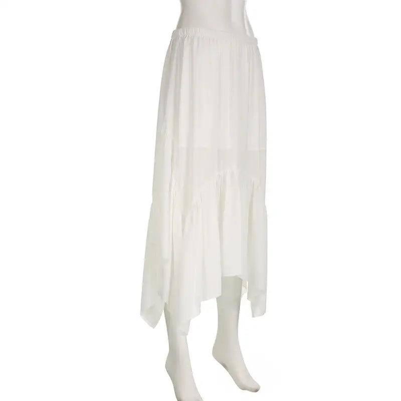 Cotton Vacation Beach Casual Irregular Long Dress-4