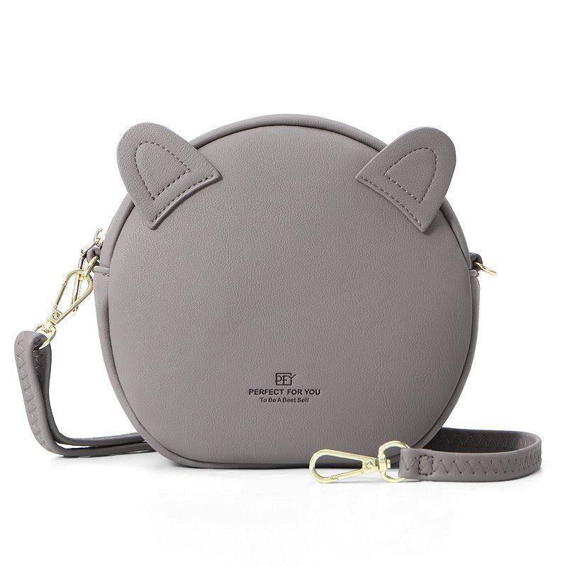 Creative round bag kitten messenger bag-Grey-6