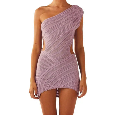 Crochet Knitted Dress-Light Purple-11