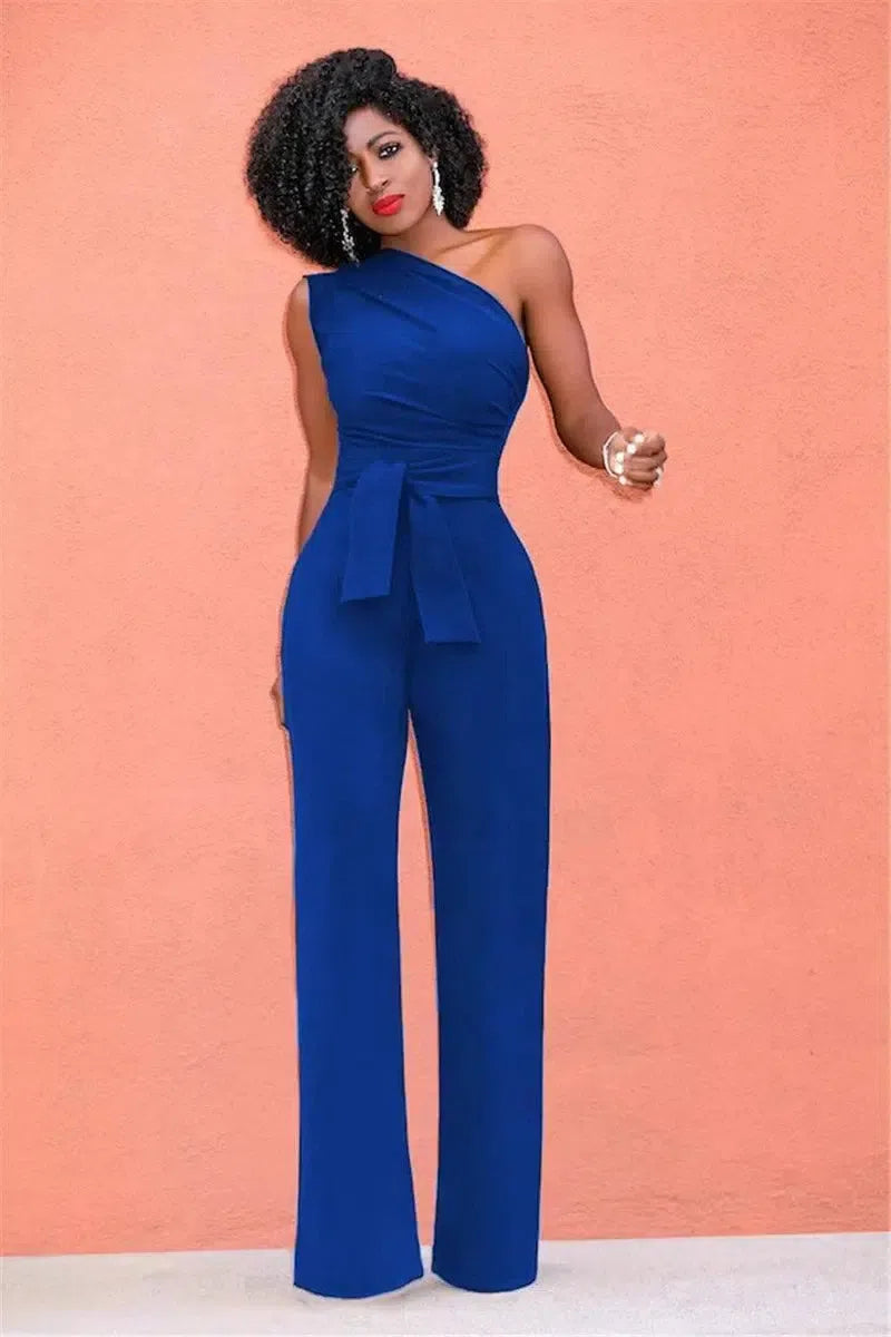 Shoulder Rompers Womens Jumpsuit-Blue-9