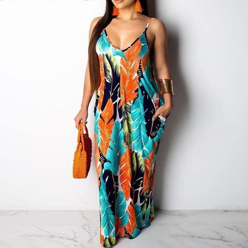 Elegant Boho Tie-Dye Knit Maxi Dress-Print-3