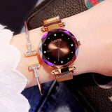 Rose Gold Women Watches Fashion Diamond Ladies Starry Sky Magnet Watch Waterproof Female Wristwatch-4