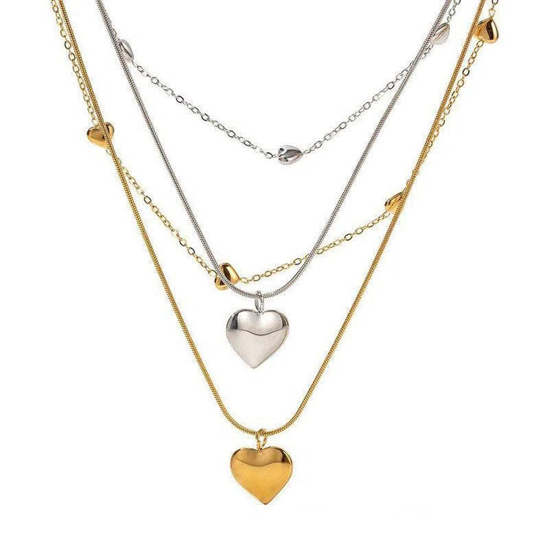 Love Double-layer Necklace 18K Gold-plated Collarbone Necklace-2