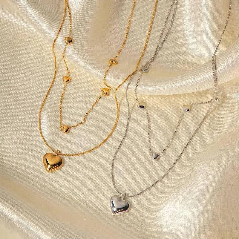 Love Double-layer Necklace 18K Gold-plated Collarbone Necklace-5