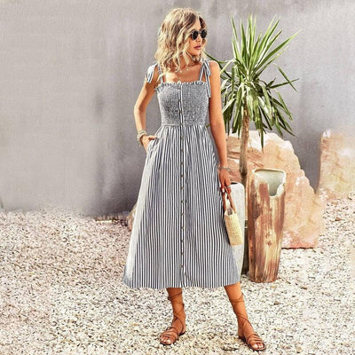 Elegant Striped Slip Dress for Women-8