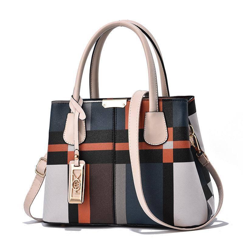 Casual Shoulder Bag Middle-aged-PlaidApricot-6