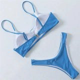 European and American split swimwear-Blue-5