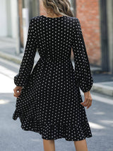 European And American Waist Slimming Polka Dot Long Sleeve-10