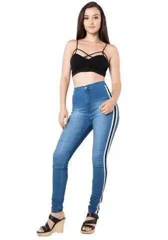 Explosive high-elastic side webbing sports jeans-2