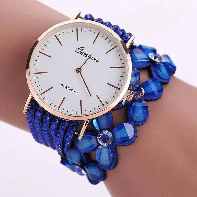 Fashion Geneva Flowers Watches Women Dress Elegant Quartz Bracelet Ladies Watch Crystal Diamond Wrist Watch Gift Reloj Mujer-5