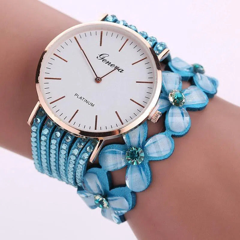 Fashion Geneva Flowers Watches Women Dress Elegant Quartz Bracelet Ladies Watch Crystal Diamond Wrist Watch Gift Reloj Mujer-7