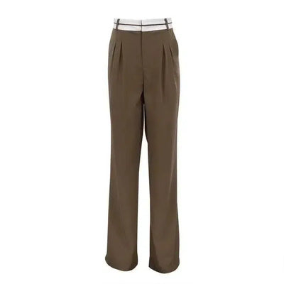 Fashion Solid Color Slim Casual Trousers-Coffee-4