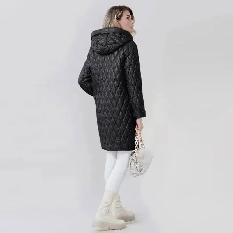 Fashion Woman Cotton Dress Coat Solid Color Hooded Warm-3