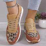 Fashoin Leopard Print Lace-up Sports Shoes For Women-5