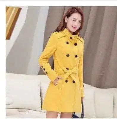 Fat Women Winter Jackets Faux Fur Cardigan Coat Warm Coats-Yellow-2