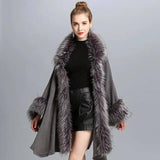 Faux Fur Cape Cape Women's Coat-Grey-2