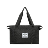 Foldable Travel Duffle Bag With Rhombus Sewing Design Large-Black-11