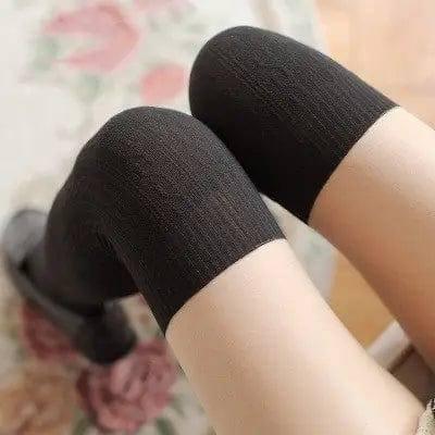 Four seasons thin splicing stockings-Color black-5