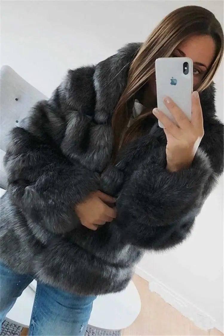 Fur fox fur hooded women's coat-3