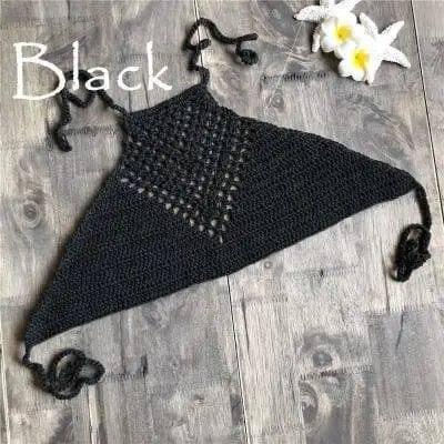 Hand Crochet Beach Bikini Hollow Sexy Beach Braid Wrapped-Black-3