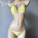 Hand-woven Hollow Bikini Women's Swimsuit-Yellow-5