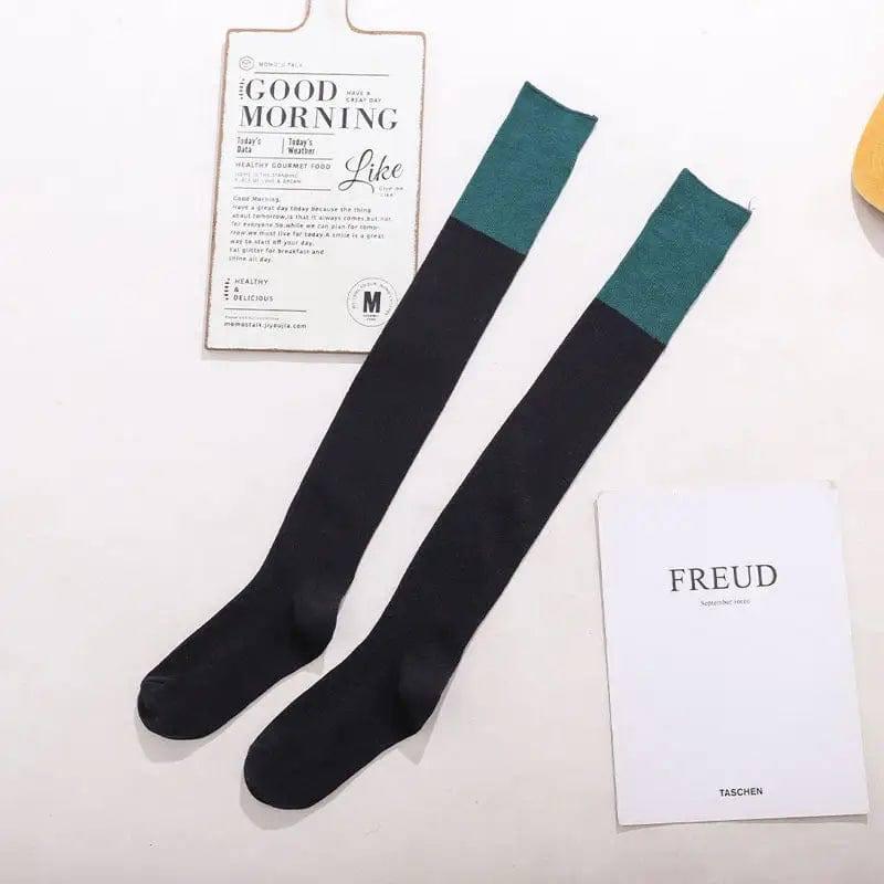 Harajuku Women's Stockings And Stockings-Dark green edge-4