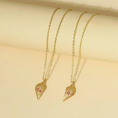 Heartbeat Magnetic Heart Necklace Love Couple Jewelry-5