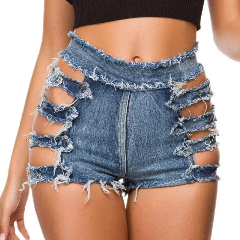 Hot pants summer cut jeans-Blue-10