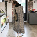 Houndstooth Mid-length Woolen Coat Thick Wool Cloth Korean-7