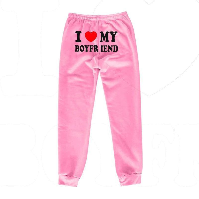 Comfy Love Statement Joggers for Her-Pink and black letters-16