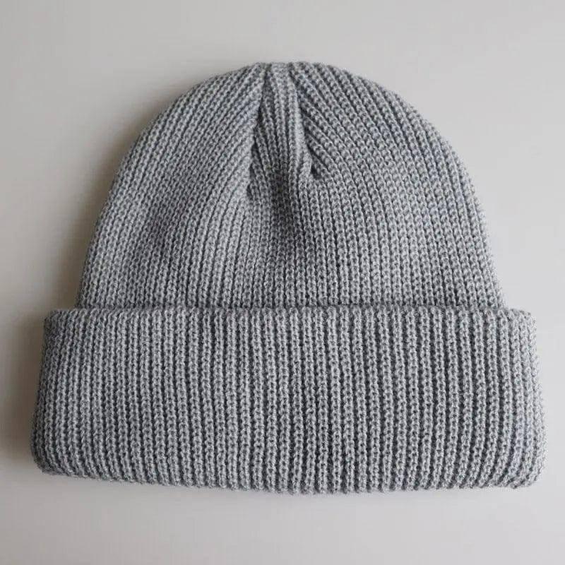 Knitted Woolen Cap Men And Women Melon Leather Cap-LightGrey-10