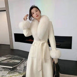 Korean Version Large Fur Collar Slim Fit Medium Long Woolen-3