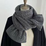 Korean Version Of Solid Color Knitted Wool Warm Scarf In-Grey-5