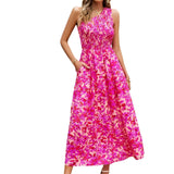 Lady Temperament Elegant Slant-shoulder Printed Maxi Dress-5