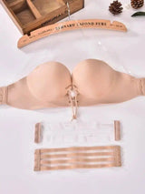 Lala goddess pull B drawstring bra No steel ring seamless-Beige-2