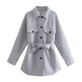 Lapel Loose style European And American Single Breasted-Grey-5