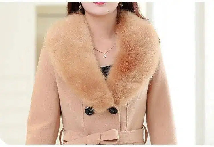 Large fur collar woolen coat-2