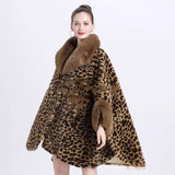 Leopard Print Big Hair Leader Mouth Cardigan Cape Women-5