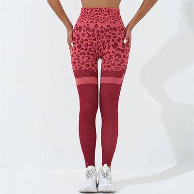 Leopard Print Fitness Pants For Women High Waist Butt Black / L-5