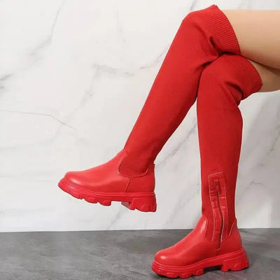 Long Boots Women Winter Shoes Fashion Side Zipper Knee High-7