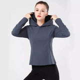 Women's Fitted Hoodie with Cowl Neck-Grey-4