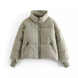 Autumn and Winter Casual Loose Bread Coat Cotton Jacket-Green-5