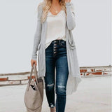 Women's Long Sleeve Open Front Cardigan-Light Grey-6