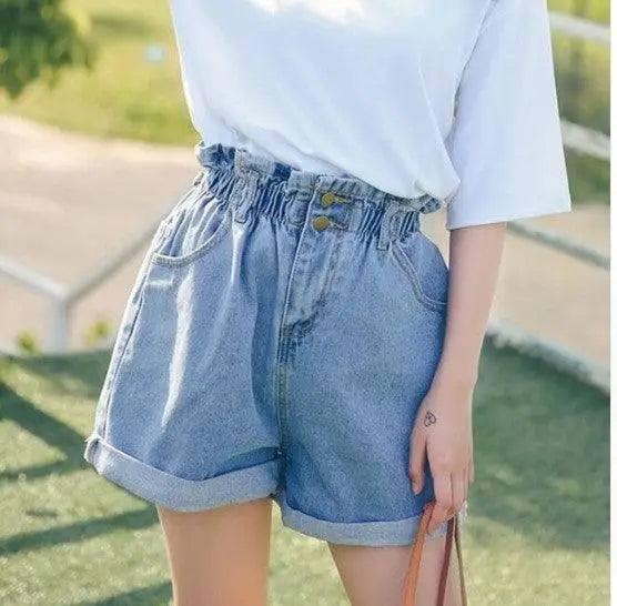 LOVEMI - Lovemi - Calyx elastic waist denim shorts female summer