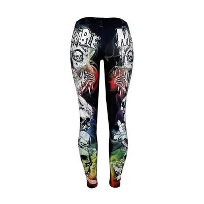 Color skull digital print tights-1