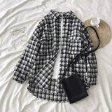 Houndstooth Casual Shirt Jacket-Black-2