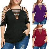 LOVEMI - Lovemi - Fashion Blouse Womens Plus Size Hollow Out V-Neck