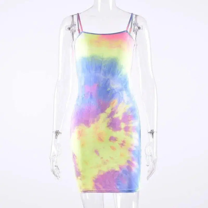 LOVEMI - Lovemi - Fluorescent Camouflage Sling Dress