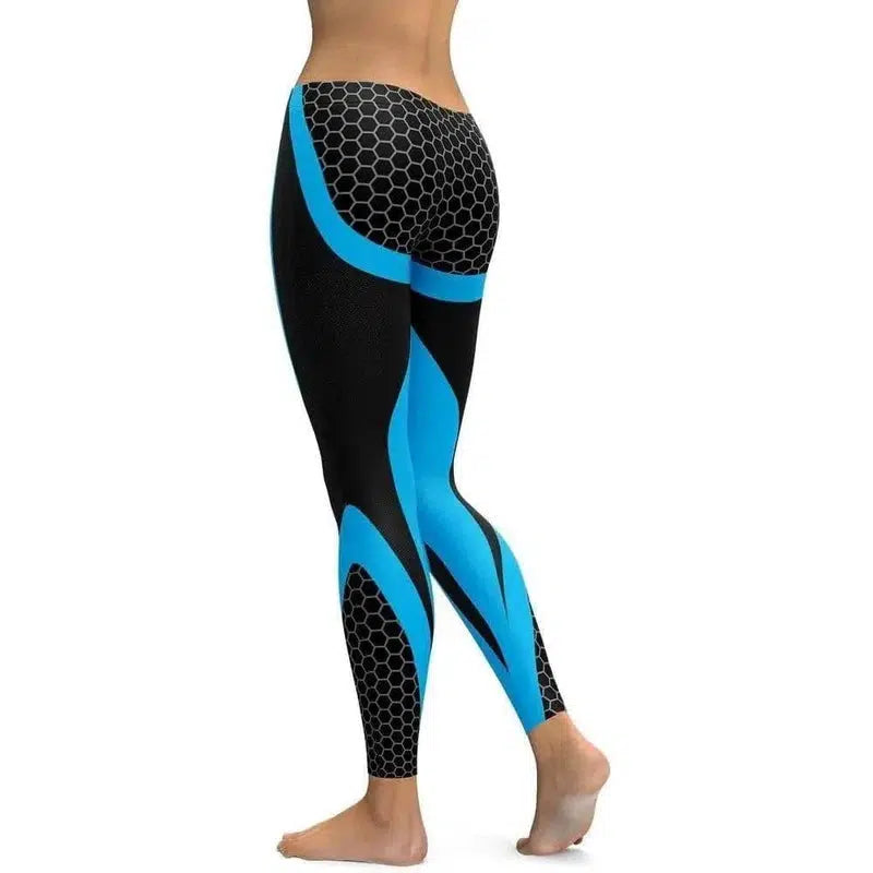 LOVEMI - Lovemi - Geometric Honeycomb Digital Printing Pants, Yoga