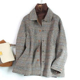 LOVEMI - Lovemi - Handmade Plaid Woolen Coat Ladies Loose Casual